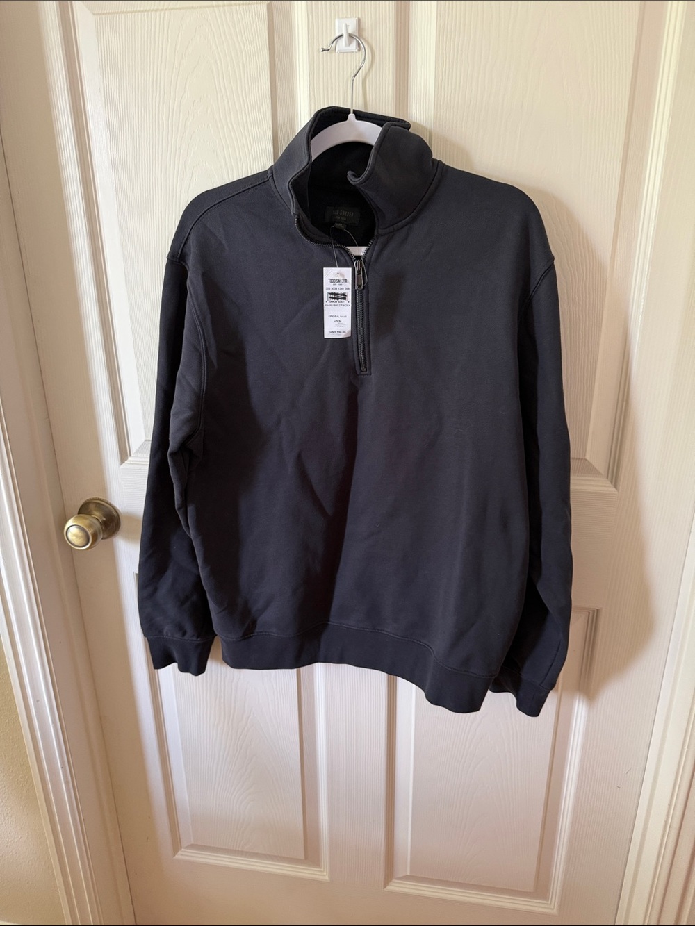 Todd Snyder Men's Original Navy Zip Mock Sz M.  New. Box1